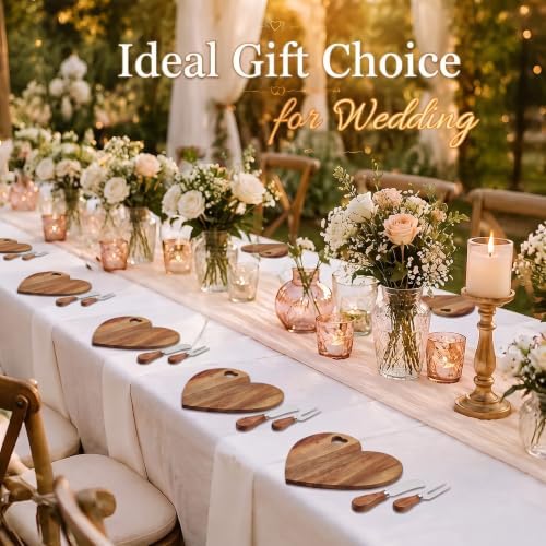 Patelai 18 Set Bridal Shower Game Prize Heart Cheese Board, Acacia