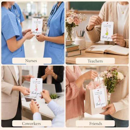 30Pcs Pocket Hug Heart Keychain Bulk Thank You Gifts for Teachers