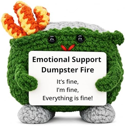 Emotional Support Dumpster Fire Crochet Plush, Funny Stress Relief