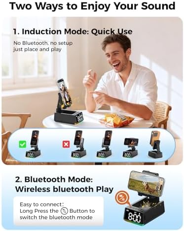 Bluetooth Speaker Birthday Gift for Men:Induction Cell Phone Stand