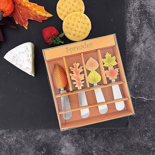Supreme Housewares Fall Leaves Cheese Spreaders, Hand-Painted Resin