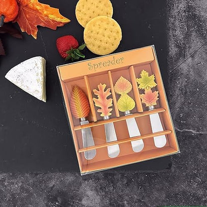 Supreme Housewares Fall Leaves Cheese Spreaders, Hand-Painted Resin
