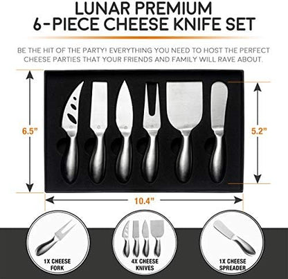 Lunar 6-Piece Premium Stainless Steel Cheese Knife Set