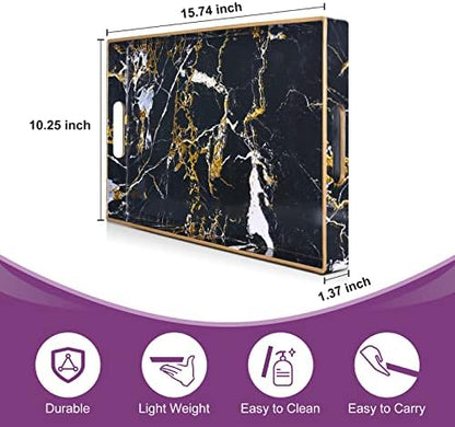 Gifturbo Black Serving Tray,Marble Decorative Serving Trays with