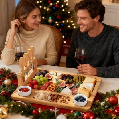 Bamboo Charcuterie Boards Gift Set, Cheese Board and Knife Set