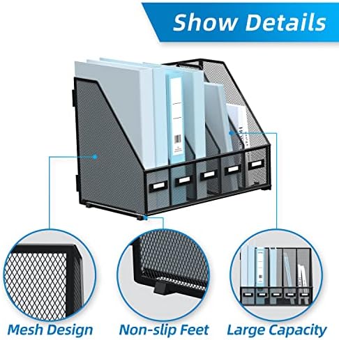 SUPEASY Desk Organizers Metal Desk Magazine File Holder with 5