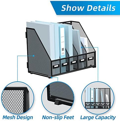 SUPEASY Desk Organizers Metal Desk Magazine File Holder with 5