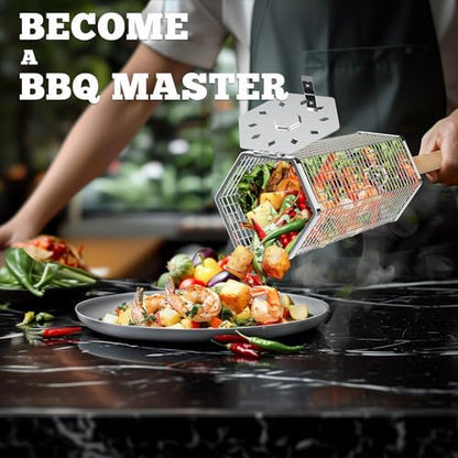 Rolling Grill Basket, Grilling Accessories, Outdoor Camping, Gifts for
