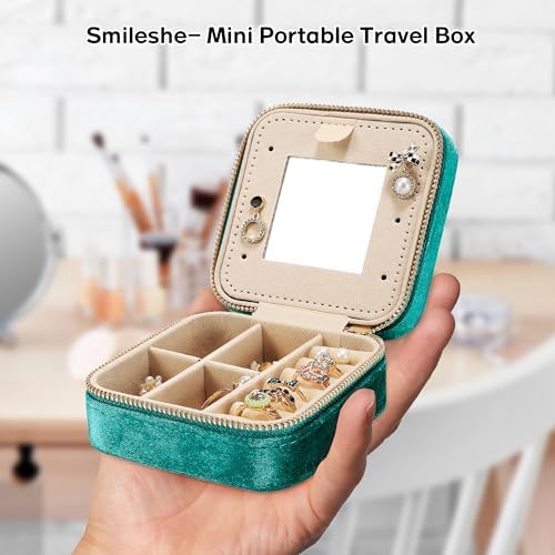 Plush Velvet Travel Jewelry Box for Women & Girls - Small Portable
