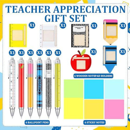 18 Pcs/6 Set Teacher Gifts Wooden Note Holders with Sticky Notes and