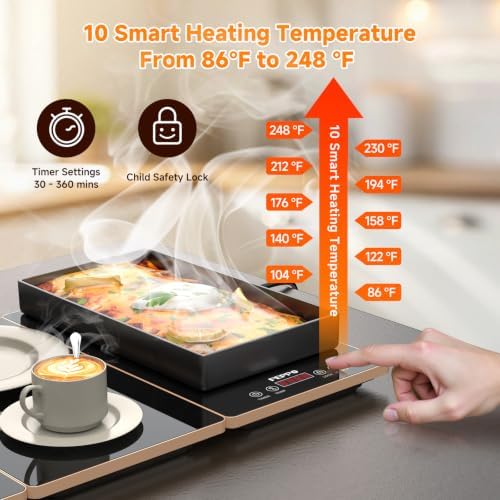 FEPPO Electric Warming Tray, 4-in-1 Food Warmers for Parties Buffet