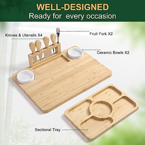 ROCIRLAB Bamboo Charcuterie Boards (23"×11"×0.8") and Knife Set