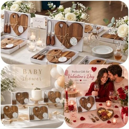 Patelai 18 Set Bridal Shower Game Prize Heart Cheese Board, Acacia