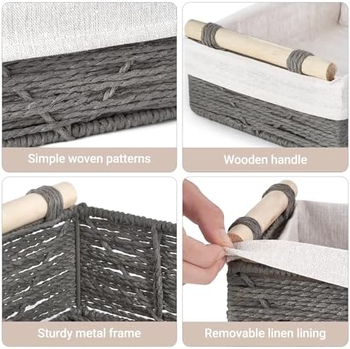 Mkono Woven Storage Basket Wicker Baskets for Organizing Toilet Paper
