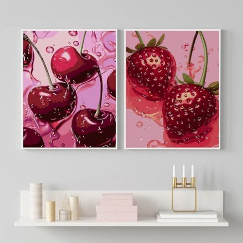 AIBOERL 2 Pack Diamond Art Kits for Adults,Retro Cherry Diamond