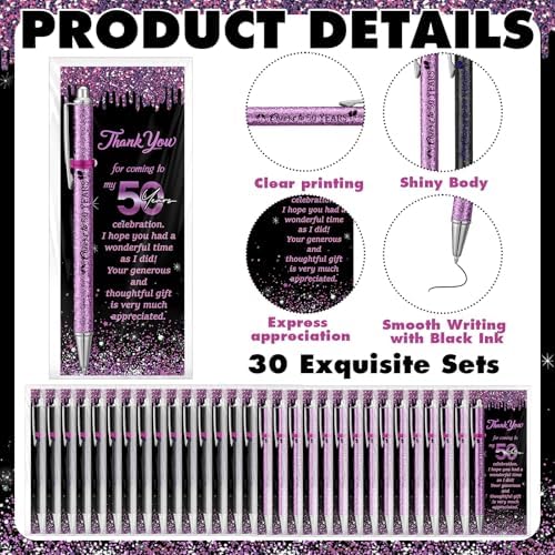 Sayglossy 30 Sets 50th Birthday Party Favors for Guests Pens with