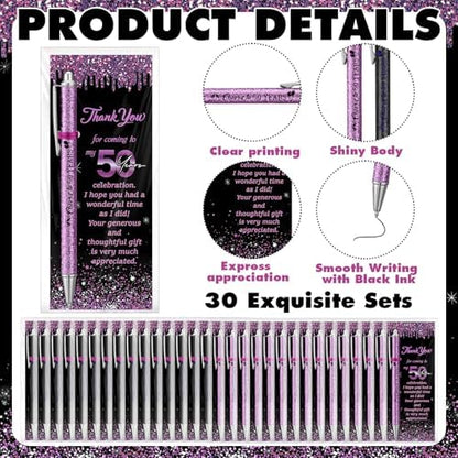 Sayglossy 30 Sets 50th Birthday Party Favors for Guests Pens with