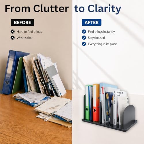 CraftSaints Vertical File Organizer for Desk, 4 Sections, Desktop
