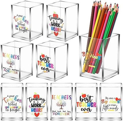 Cholemy 10 Pack Teacher Appreciation Gifts Bulk Pencil Holders, Clear