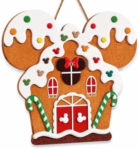 Gingerbread House Shaped Door Sign, Festive Mouse Ears Holiday Wall