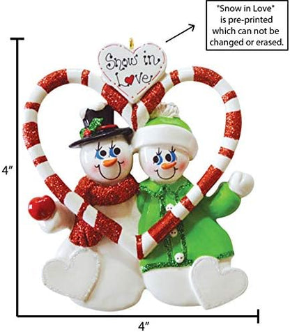 Personalized Our First Christmas Ornament 2026, Snowman Couple Candy