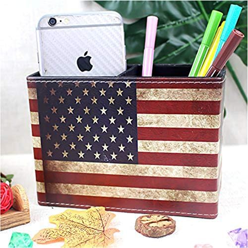 DreamsEden Pen Holder, Vintage American Flag Pencil Cup Desktop Pen