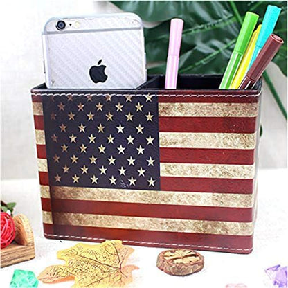 DreamsEden Pen Holder, Vintage American Flag Pencil Cup Desktop Pen