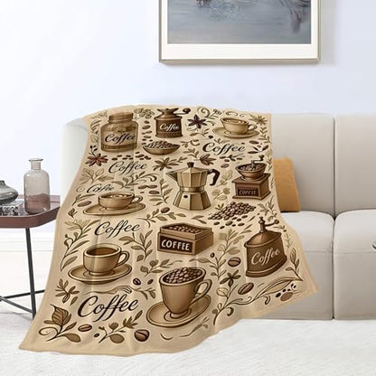 Coffee Blanket Cafe Throw Blanket Food Soft Cozy Fleece Fuzzy Stuff