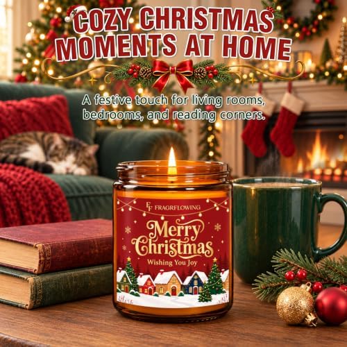 FF FRAGRFLOWING Merry Christmas Candle, Holiday Gift for Women
