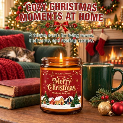 FF FRAGRFLOWING Merry Christmas Candle, Holiday Gift for Women
