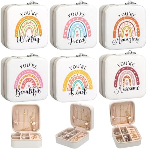 Kenning 6 Pcs Travel Jewelry Case Rainbow Gifts for Women Mom Grandma