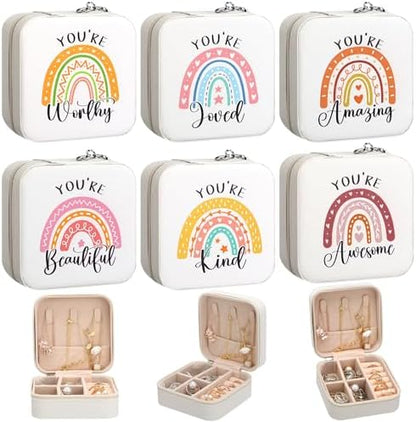 Kenning 6 Pcs Travel Jewelry Case Rainbow Gifts for Women Mom Grandma