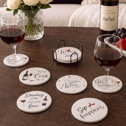Rtteri Wine Coasters for Drinks Set of 8 Absorbent Ceramic Coasters