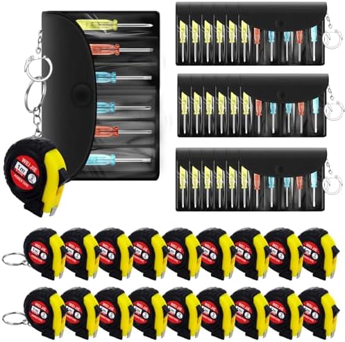 Jutom 36 Pcs Christmas Mini Screwdriver Tape Measure Keychains Set Men