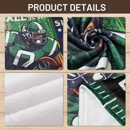 Large Football Throw Blanket for Adult Men Boys, Football Lovers