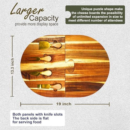 Charcuterie Board Set - 2 Pieces with Knife Set, Premium Acacia Wood
