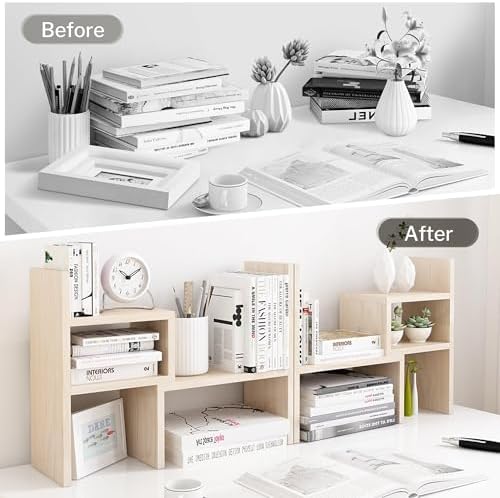 Jerry & Maggie Desktop Organizer Office Storage Rack Adjustable Wood