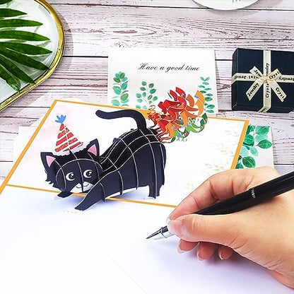 ROBBEAR Funny Cat Pop Up Birthday Card, Funny 3D Birthday Cards for