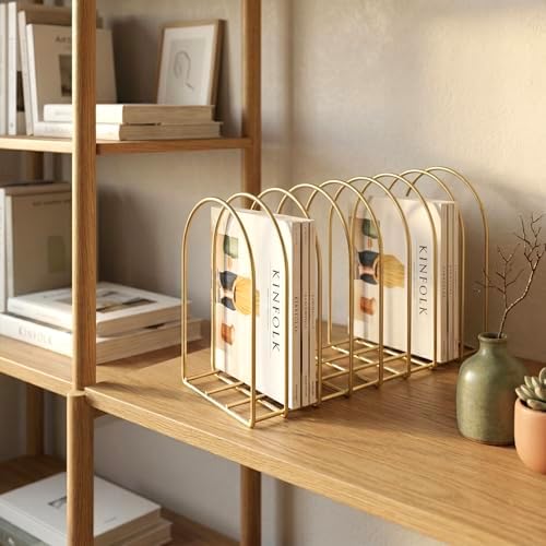 MyGift Brass Metal Wire File Desk Organizer Binder Holder with 8 Wide