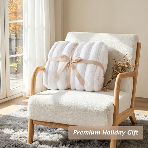 VFROO Luxury 850GSM Faux Rabbit Fur Reversible Throw Blanket Super