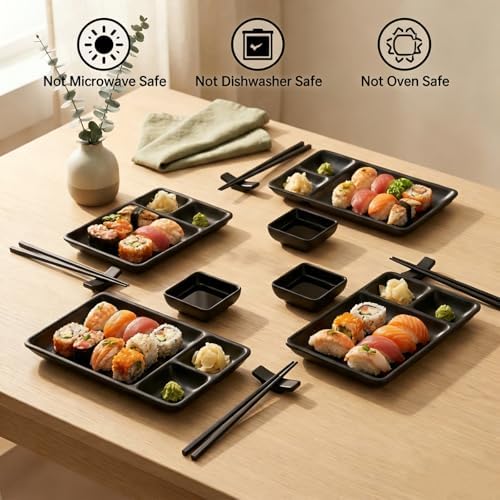 Pumtus 16 Piece Japanese Sushi Plate Set, Melamine Sushi Serving Set