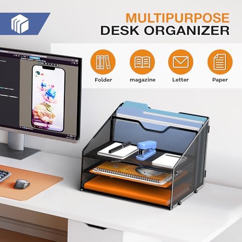 GAWERK Desk File Organizer Paper Letter Tray File Holder Office Rack