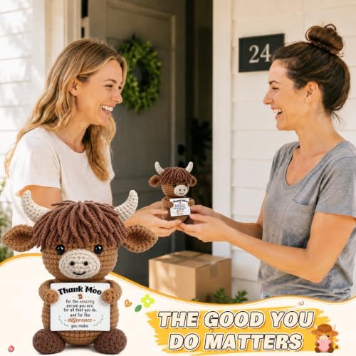 Xinezaa Thank You Gifts for Women Men, Mini Positive Crochet Highland