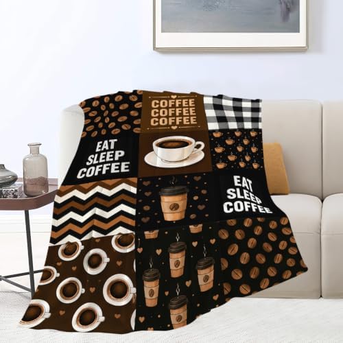 Coffee Blanket Cafe Gifts for Drinks Lover Throw Blanket Coffee Cup