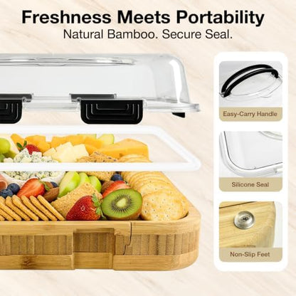 Charcuterie Board Set with Lid, Drawers, Tray, Serving Accessories