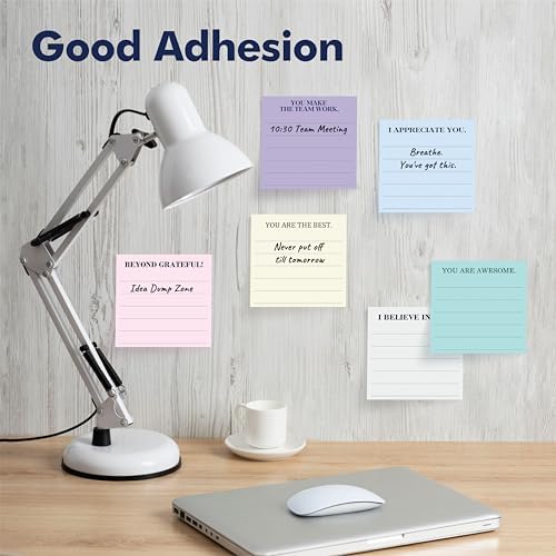 18 PCS Inspirational Sticky Notes with Lines, Adhesive Note Pads
