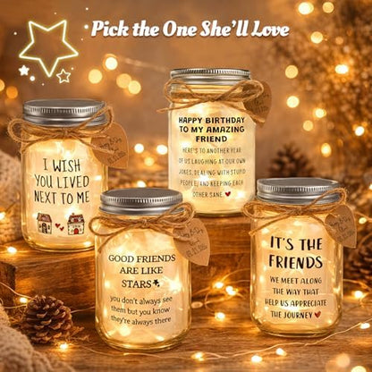 Friendship Gifts for Women - Thank You Mason Jar Night Light for