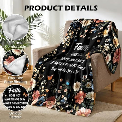 Christian Religious Gifts for Women Faith Throw Blanket 60"x50"
