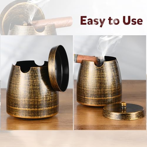 Cigar Ashtray with Lid for Outdoors Outside Patio Home Retro