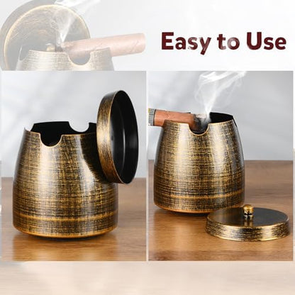 Cigar Ashtray with Lid for Outdoors Outside Patio Home Retro
